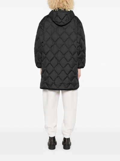 Woolrich Black Quilted Hooded Jacket In Black