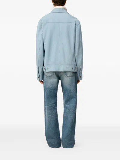 Ami Alexandre Mattiussi Ami Paris Men Suede Giacca Pelle In Blue