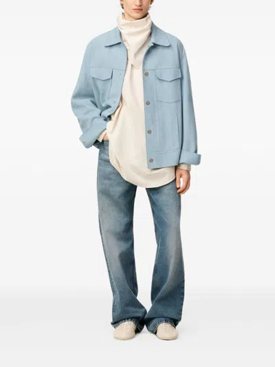 Ami Alexandre Mattiussi Ami Paris Men Suede Giacca Pelle In Blue