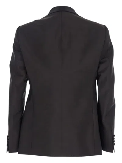 Emporio Armani Brown Single-breasted Jacket With Shawl Revers In Wool Blend Man In Blue