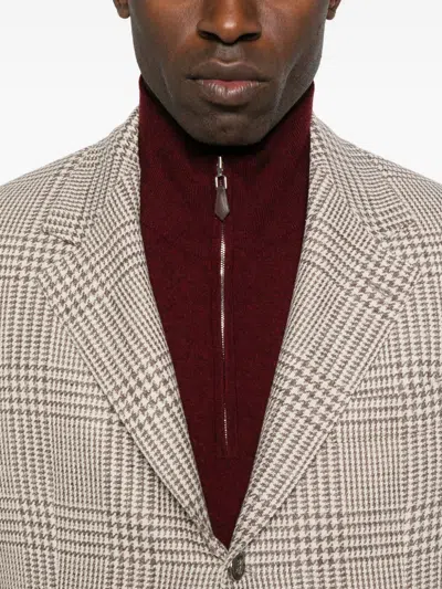 Brunello Cucinelli Single-breasted Check Blazer Clothing In Gray