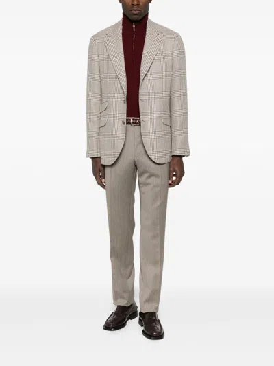 Brunello Cucinelli Single-breasted Check Blazer Clothing In Gray