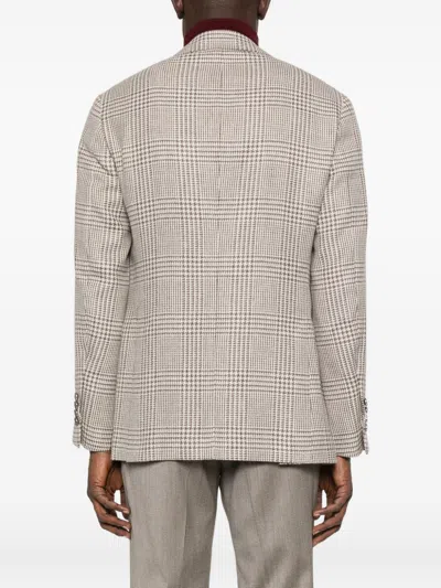 Brunello Cucinelli Single-breasted Check Blazer Clothing In Gray