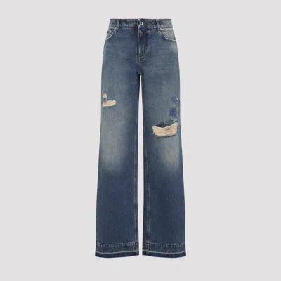 Dolce & Gabbana Wide-leg Distressed Five-pocket Jeans In Blue