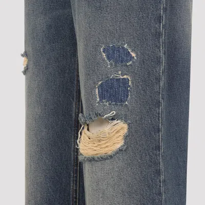 Dolce & Gabbana Wide-leg Distressed Five-pocket Jeans In Blue