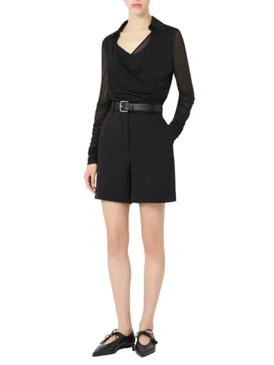 Max Mara Viscose Blouse Sheer Sleeves In Black
