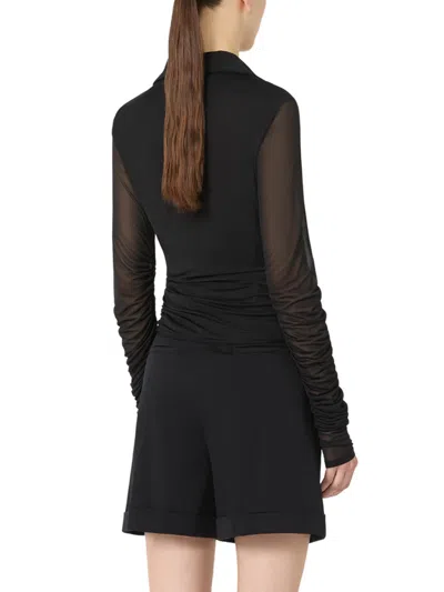 Max Mara Viscose Blouse Sheer Sleeves In Black