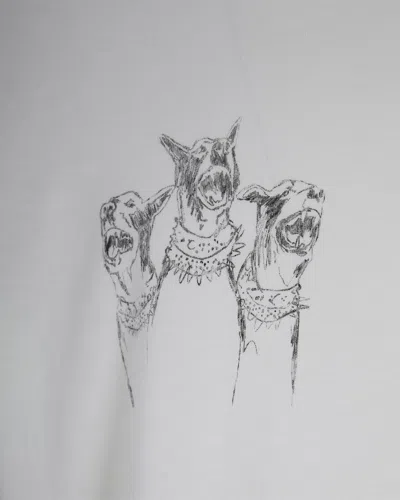 Represent Clothing T-shirt Hand Drawn Thoroughbred Dogs Flat White In Silver