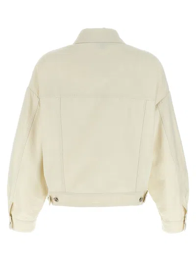 Apc Long-sleeved Single-breasted Denim Jacket In White