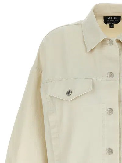 Apc Long-sleeved Single-breasted Denim Jacket In White