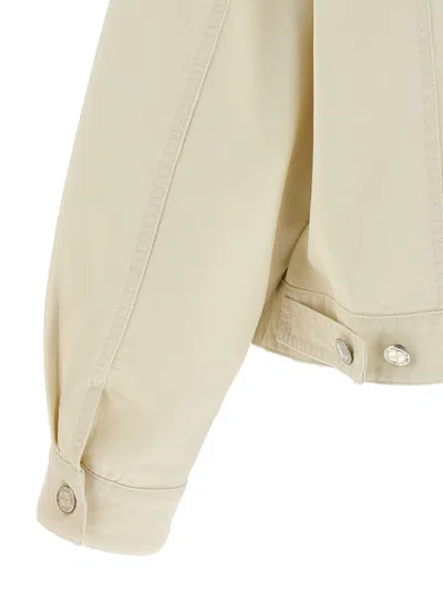 Apc Long-sleeved Single-breasted Denim Jacket In White