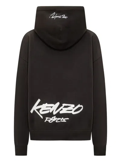 Kenzo Futura Graphic Flower Hoodie In Black