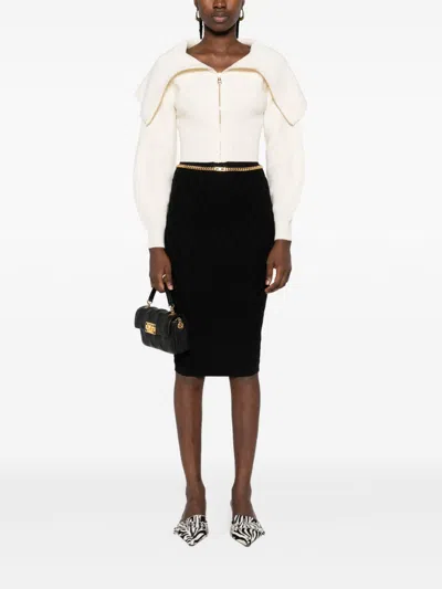 Elisabetta Franchi Chain Embellished Geometric Mid Length Skirt In Black