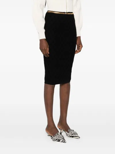 Elisabetta Franchi Chain Embellished Geometric Mid Length Skirt In Black