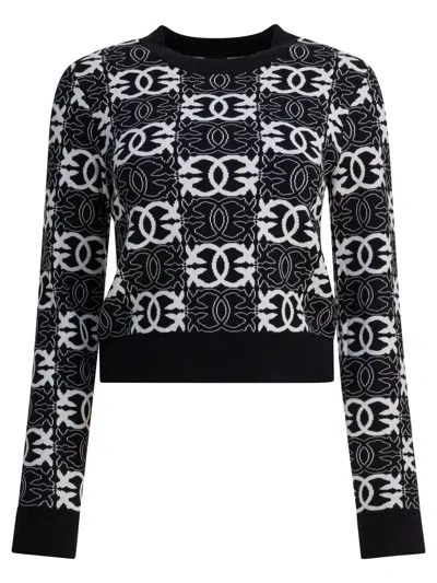 Pinko Gypsies Cropped Sweater Black/white In Black