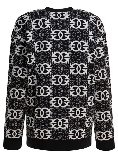Pinko V-neck Long Sleeve Knit Cardigan Design In Black