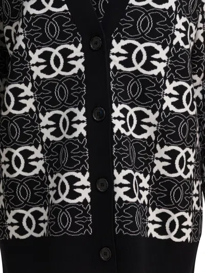 Pinko V-neck Long Sleeve Knit Cardigan Design In Black