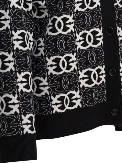 Pinko V-neck Long Sleeve Knit Cardigan Design In Black