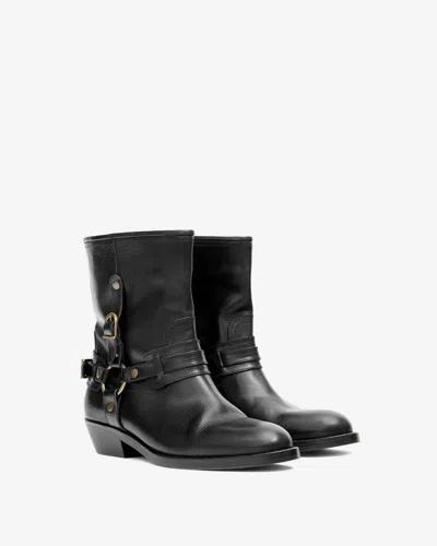 Isabel Marant 40mm Buckle-strap Leather Biker Boots In Multi