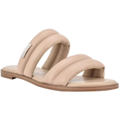 Calvin Klein Koko Womens Leather Flat Slide Sandals In Multi