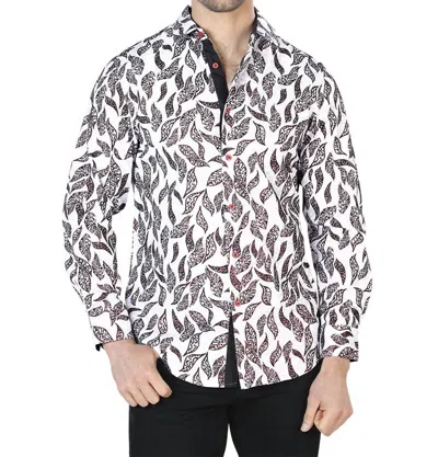 El Senor De Los Cielos Casual Long Sleeve Shirt In White/black In Gold