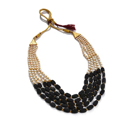 Sohi Women's Beaded Statement Necklace In Brown