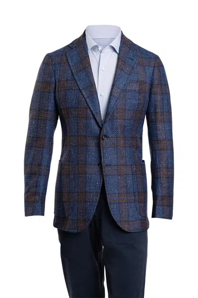 Sartorio Double Windowpane Virgin Wool-silk-linen Sport Jacket In Multi