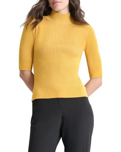 Dkny Mock Neck Sweater In Yellow