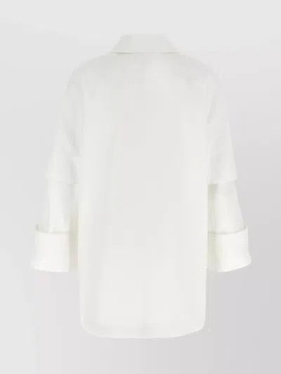 Max Mara Layered Sleeve Coat Featuring Button Detail In White