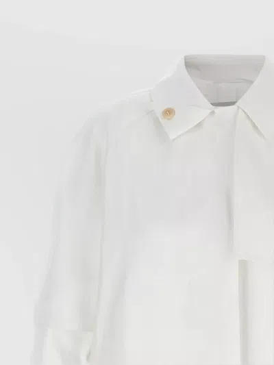 Max Mara Layered Sleeve Coat Featuring Button Detail In White