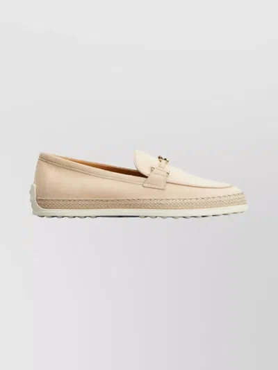 Tod's Suede Slipper Loafers With Double T Ring Accessory Shoes In Multi