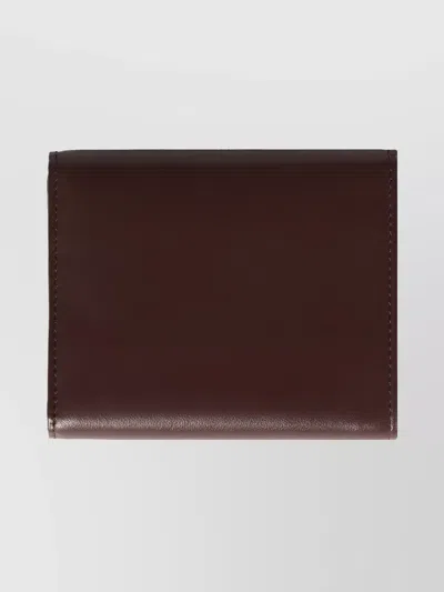 Miu Miu Compact Leather Wallet Fold-over Flap In Brown