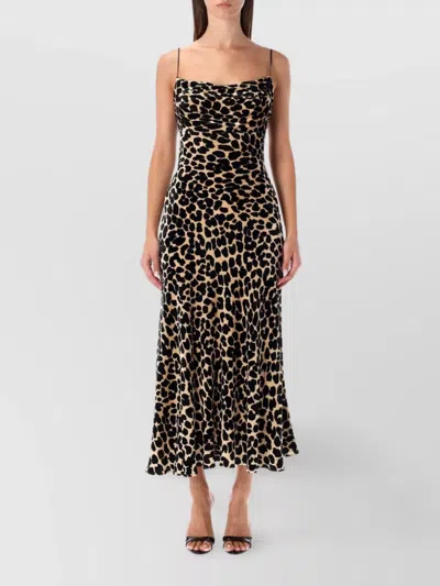 Balmain Long Leopard Print Dress Straps In Multi