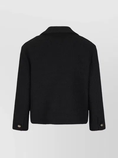 Gucci Double-breasted Wool Jacket Featuring Pockets In Black