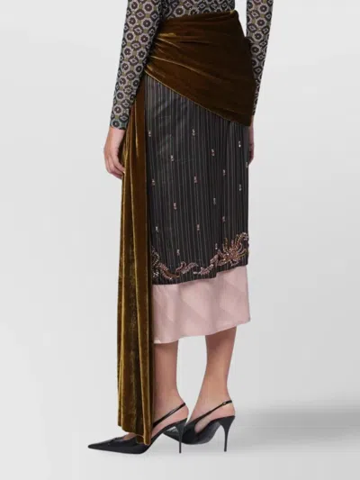 Dries Van Noten Women Senice Bis Emb 2267 W.w. Skirt Brn In Multi