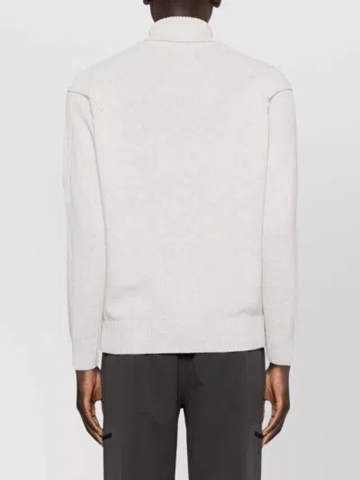 C.p. Company Ribbed Knit Turtleneck Sweater With Folded Collar And Distinctive Sleeve Patch In Neutral
