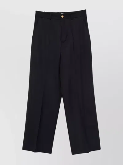 P.a.r.o.s.h Patch-pockets Virgin Wool-blend Trousers In Black