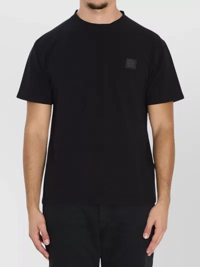 Stone Island Logo Cotton T-shirt In Black