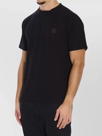 Stone Island Logo Cotton T-shirt In Black