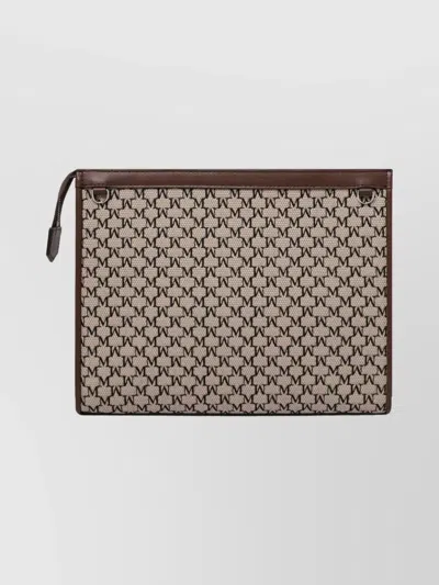 Max Mara Monogram Chain Strap Rectangular Clutch In Brown