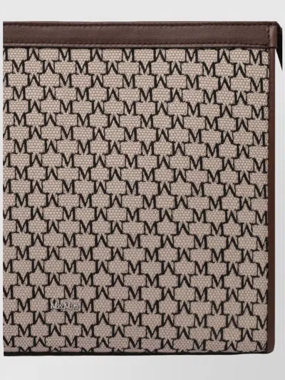 Max Mara Monogram Chain Strap Rectangular Clutch In Brown