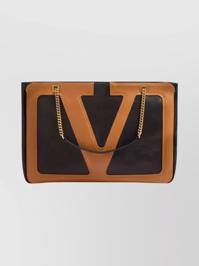 Valentino Chain Strap Rectangular Shoulder Bag Design In Brown