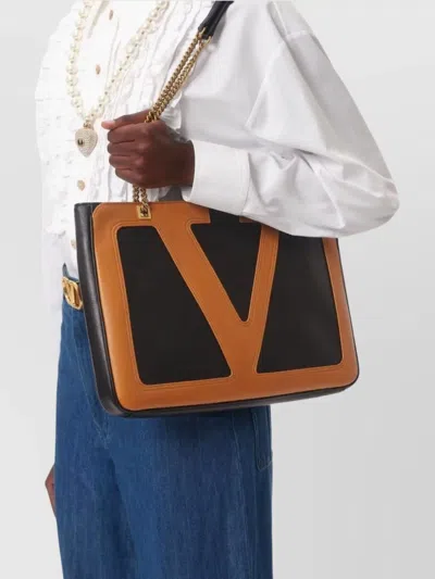 Valentino Chain Strap Rectangular Shoulder Bag Design In Brown