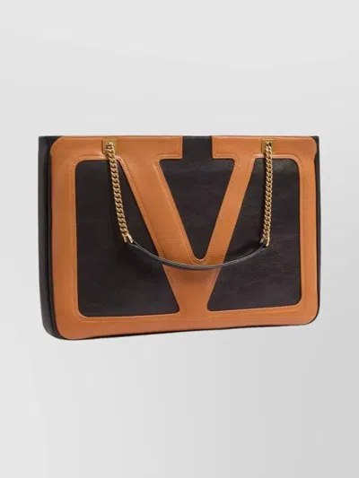Valentino Chain Strap Rectangular Shoulder Bag Design In Brown