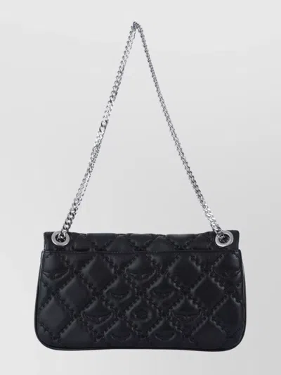 Zadig & Voltaire Rectangular Quilted Shoulder Bag With Chain Strap In Black