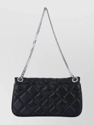 Zadig & Voltaire Rectangular Quilted Shoulder Bag With Chain Strap In Black