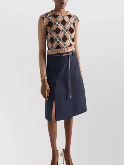 Prada Crew Neck Sweater In Brown