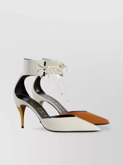 Gucci Pointed Toe Stiletto Heel Two-tone Pumps In Gray
