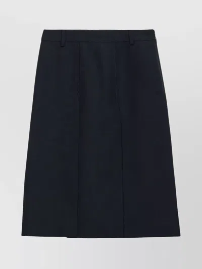 Prada Knee-length Skirt With Multiple Slits And Loops In Black