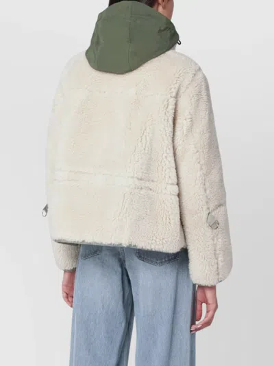 Sacai Ecru/khaki Green Two-tone Jacket In White